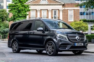 Black Mercedes-Benz V-Class parked on a city street